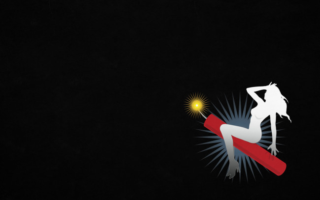 Обои картинки фото рисованные, минимализм, бомба, фитиль, девушка, динамит