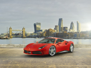 Картинка автомобили ferrari красный 488 gtb 2015г
