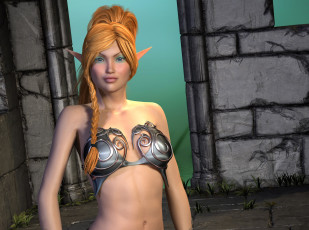 Картинка 3д+графика эльфы+ elves эльфийка взгляд фон коса