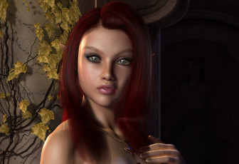 Картинка 3д+графика эльфы+ elves эльфийка взгляд фон рыжая ключик