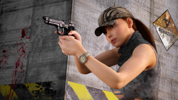 Картинка 3д+графика фантазия+ fantasy девушка взгляд фон оружие