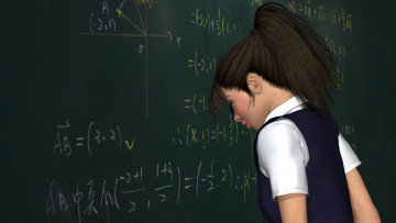 Картинка 3д+графика люди+ people взгляд девушка ученица фон