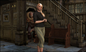 Картинка 3д+графика фантазия+ fantasy демон фон взгляд девушка