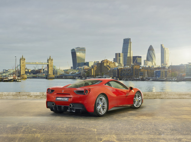 Обои картинки фото автомобили, ferrari, 488, красный, 2015г, gtb