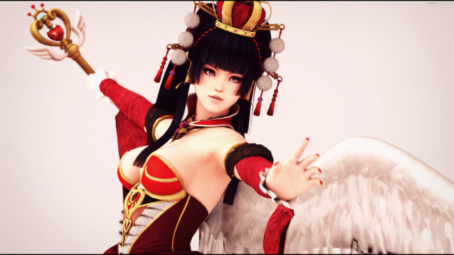 Обои картинки фото 3д графика, аниме , anime, девушка, взгляд, фон, ангел