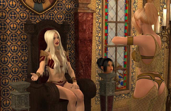 Обои картинки фото 3д графика, фантазия , fantasy, свечи, фон, взгляд, девушки