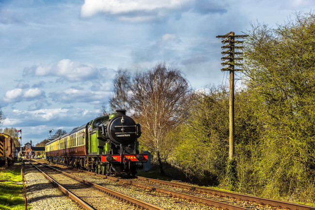 Обои картинки фото техника, паровозы, дорога, железная, паровоз, рельсы