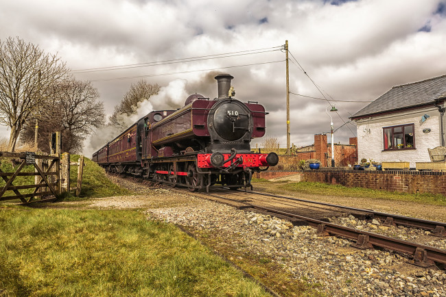 Обои картинки фото техника, паровозы, паровоз, рельсы, дорога, железная