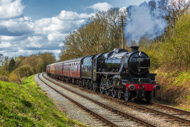 Обои картинки фото техника, паровозы, паровоз, рельсы, дорога, железная