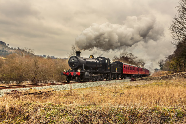 Обои картинки фото техника, паровозы, рельсы, паровоз, дорога, железная