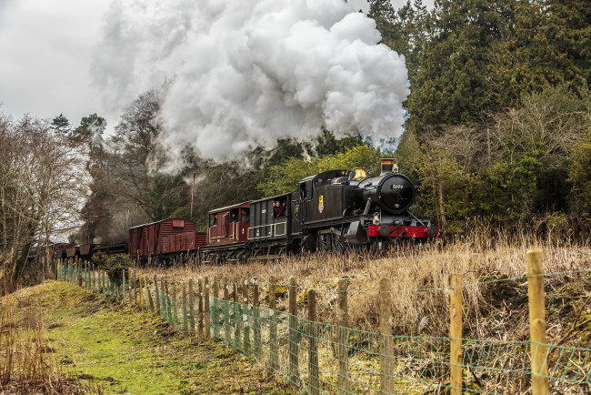 Обои картинки фото техника, паровозы, железная, паровоз, рельсы, дорога