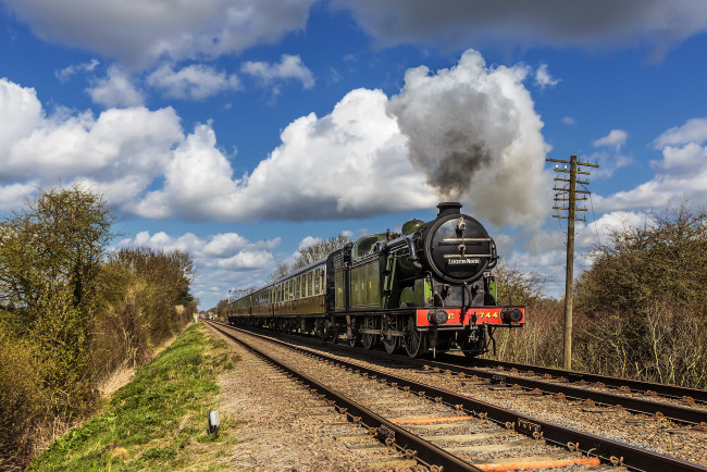 Обои картинки фото техника, паровозы, железная, паровоз, рельсы, дорога