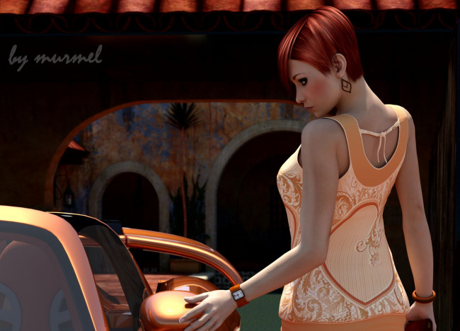 Обои картинки фото 3д графика, люди , people, девушка, взгляд, фон