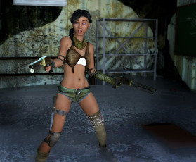 Картинка 3д+графика фантазия+ fantasy взгляд девушка оружие фон