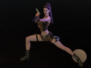 Картинка 3д+графика фантазия+ fantasy девушка взгляд фон оружие