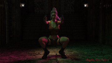 Картинка 3д+графика фантазия+ fantasy девушка взгляд фон оружие