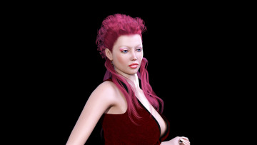 Картинка 3д+графика люди+ people девушка взгляд фон рыжая