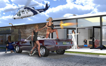 Картинка 3д+графика фантазия+ fantasy девушки взгляд фон оружие