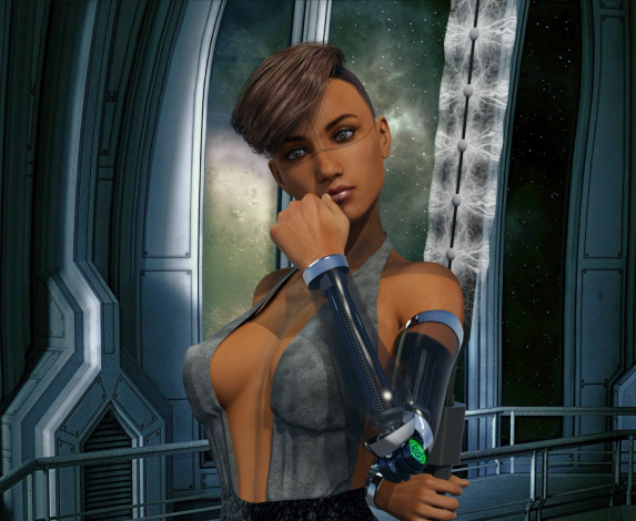 Обои картинки фото 3д графика, люди , people, фон, взгляд, девушка