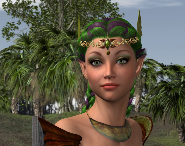 Обои картинки фото 3д графика, эльфы , elves, взгляд, фон, эльфийка