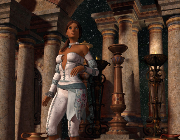 Обои картинки фото 3д графика, люди , people, взгляд, девушка, фон