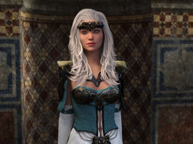 Обои картинки фото 3д графика, фантазия , fantasy, девушка, взгляд, фон