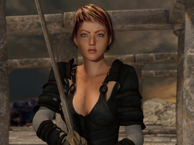 Обои картинки фото 3д графика, люди , people, девушка, взгляд, фон