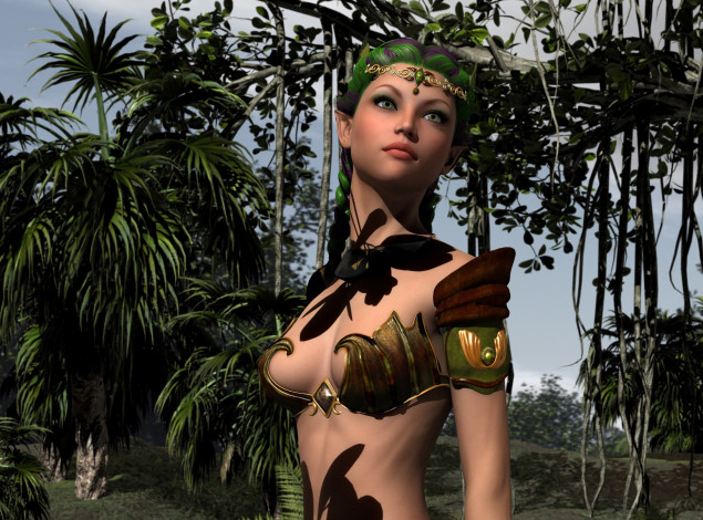 Обои картинки фото 3д графика, эльфы , elves, фон, эльфийка, взгляд