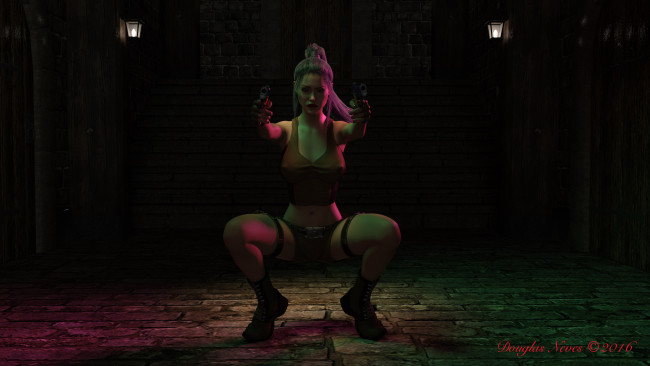 Обои картинки фото 3д графика, фантазия , fantasy, девушка, взгляд, фон, оружие