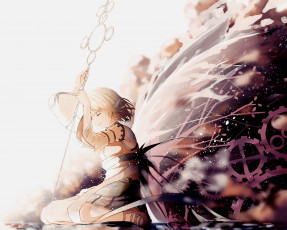 Картинка аниме ангелы +демоны взгляд девушка фон