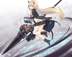 Картинка аниме оружие +техника +технологии фон взгляд девушка