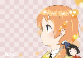 обоя аниме, urara meirochou, девушка, взгляд, фон