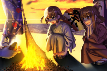 Картинка аниме kantai+collection фон девушки взгляд