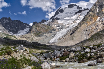 Картинка природа горы снег камни небо