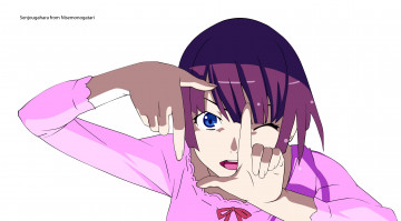 Картинка аниме bakemonogatari девушка взгляд фон