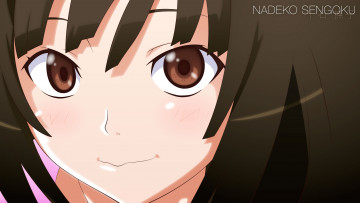 Картинка аниме bakemonogatari девушка взгляд фон