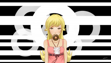 Картинка аниме bakemonogatari девушка взгляд фон