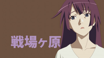 Картинка аниме bakemonogatari девушка взгляд фон