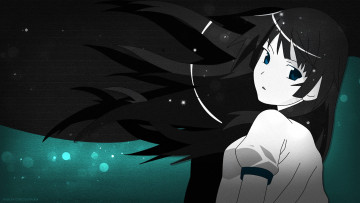 Картинка аниме bakemonogatari девушка взгляд фон