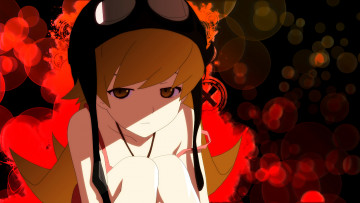 Картинка аниме bakemonogatari девушка взгляд фон
