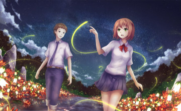 Картинка аниме unknown +другое фон взгляд девушка