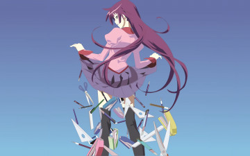 Картинка аниме bakemonogatari девушка фон взгляд