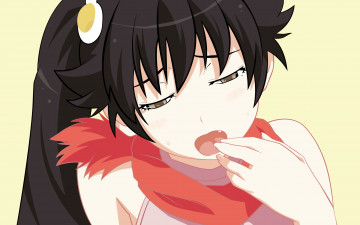 Картинка аниме bakemonogatari девушка взгляд фон