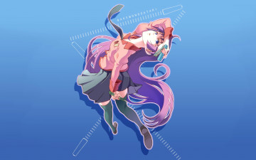 Картинка аниме bakemonogatari девушка взгляд фон