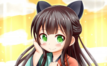 обоя аниме, urara meirochou, девушка, фон, взгляд