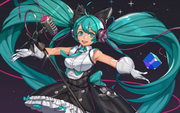 Картинка аниме vocaloid девушка фон взгляд