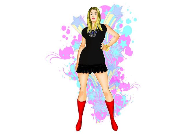 Обои картинки фото рисованное, люди, взгляд, платье, фон, девушка