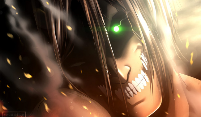 Обои картинки фото аниме, shingeki no kyojin, фон, взгляд, парень