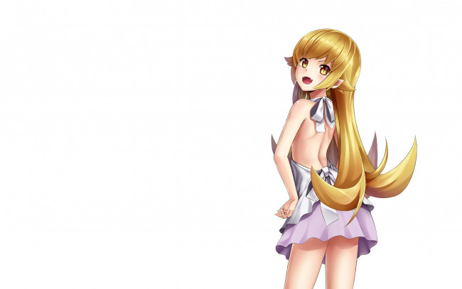 Обои картинки фото аниме, bakemonogatari, девушка, фон, взгляд