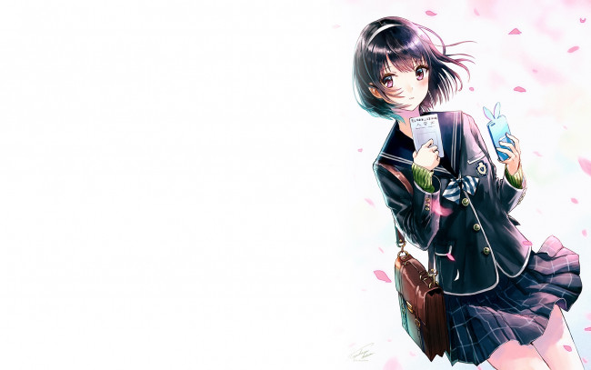 Обои картинки фото аниме, unknown,  другое, девушка, взгляд, фон